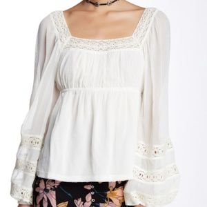 Boho Moonchaser LaceTrim Blouse Ivory color-Large